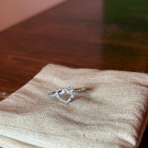 Zales 1/4 CT. T.W. Diamond Pretzel Love Knot Heart Ring in 10K White Gold